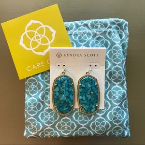 Kendra Scott Gold & Turquoise Drop Earri…